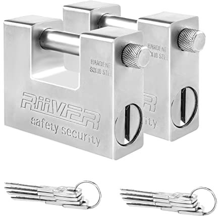 Youyijia 2PCS Container Padlock 94mm Heavy Duty Padlock Lock Waterproof 10 Keys for Garage Warehouse Shipping, Container, Garage, Shed, Motorbike, (Silver)