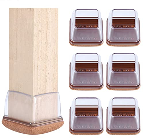 NWRYSM 24 Pièces Embout Chaise Caoutchouc, Protection Pied De Chaise Carré Silicone, Protection Pieds De Meuble Silicone avec Feutre Enveloppé(Size:Oversize35-45mm,Color:Couleur Transparente)