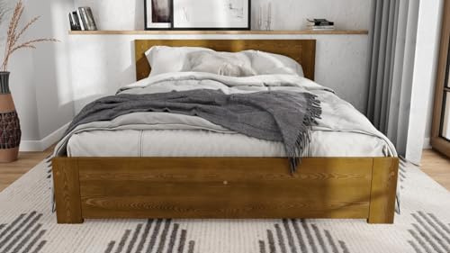 Nodax Double Bed Frame 4ft6, F11 Solid Wooden, Sturdy Slats, Easy Assembly,