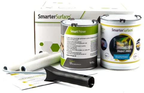 Smarter Surfaces Pittura Proiettore Pro + Primer - Vernice di Proiezione Bianca - Risoluzione Utra HD 4K - Ideale per Scuole e Uffici - 4.5m² Bianco