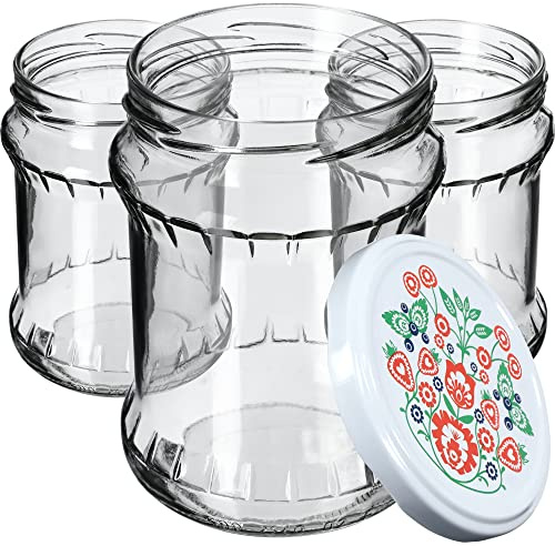KADAX 24er Set Einmachgläser 500ml TO82 Folklore, Sturzgläser Mason Jar mit Schraubdeckel, Luftdichte Twist-off Gläser, Meal Prep, Overnight Oats, Sauerteig