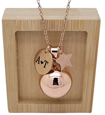 Bola de Grossesse Lisse Personnalisable Ton Or Rose Médaille Gravéé Gravure Personalisée Etoile cadeau future maman