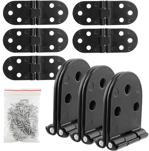 CHEUKYIU 8 Stück Schwarz Scharnier, 180 Grad Flip Scharnier Klappbar, Flip Scharnier Edelstahl, Flip Top Scharnier mit 48 Selbstkippschrauben für Klapptisch, Schrank, Garderobe, Holzkiste, Türen