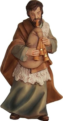FADEDA Hirte mit Dudelsack/Höhe:7 cm/handbemalt/detailgetreue Krippen Figuren - Weihnachten Tisch Dekoration Krippe Zubehör