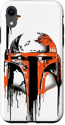 Hülle für iPhone XR Star Wars Boba Fett Helm Farbe Drip White