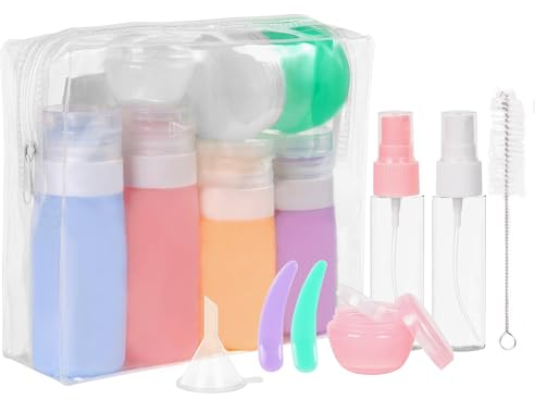 ASAB 16 Pack Silicone Travel Bottles for Toiletries TSA Approved Leak Proof Squeezable Refillable Travel Size Bottles for Body Wash Conditioner Shampoo Lotion Pots Toiletry Travel Bottle Set with Bag