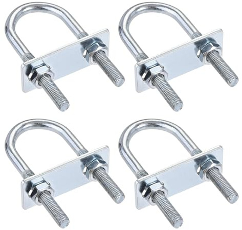 TA-VIGOR 4 sets M8 Round U-Bolts, 31mm Inner Width 90mm Length Steel U-Bolts with Nut, Plate for Attaching Piping Conduit Cable Tube Brackets Boat Trailer