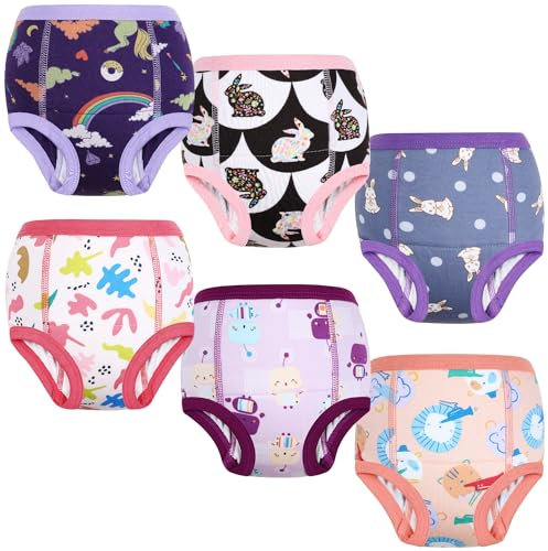 MOEMOE BABY Potty Training Pants - Toddler Training Underwear, 6 Pack, Light Purple, 2 Years