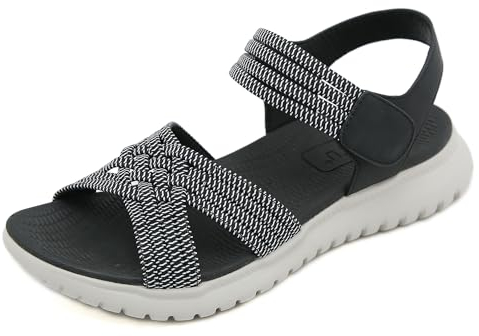 Meik Mangni Damen Sandalen Sommer Wandersandalen Freizeit Plateau rutschfeste Sandaletten Sportsandalen Wanderschuhe für Sport Strand Schwarz Gr.37(Einzelgröße 38)