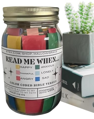 Bible Verses Jar for Emotions and Feelings - 67 Color Codes Bible Verse Cards for Kids Handmade - Unique Christian Art, Convenient Cheer Me up for Cheer up Friends