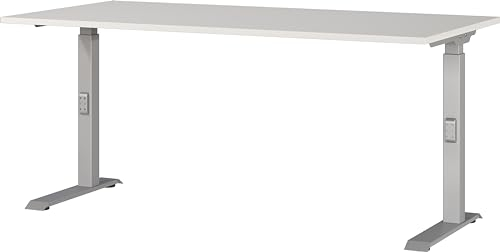 Germania Schreibtisch 7911-583, in Lichtgrau/Silber, me. höheneinst., 160 x 91 x 80 cm (BxHxT)