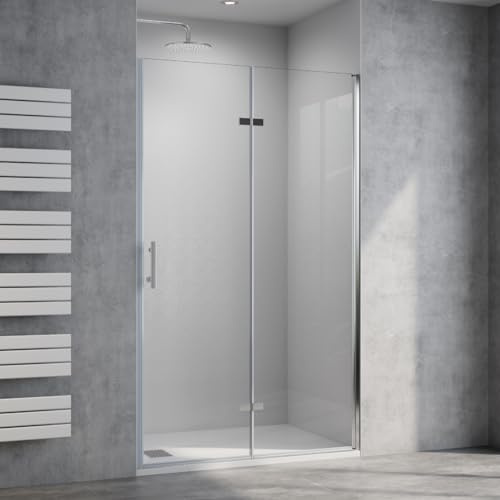 WITEN&NOCK Box doccia a parete 90 cm, porta della doccia pieghevole, porta della nicchia pieghevole, vetro ESG NANO 195 cm
