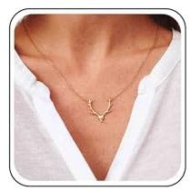 Xmsrn Vintage Hirschgeweih Anhänger Halskette Gold Elch Kopf Choker Halskette Boho Geweih Hirsch Choker Halskette Niedliche Tier Halskette Kette Schmuck Für Frauen Und Mädchen