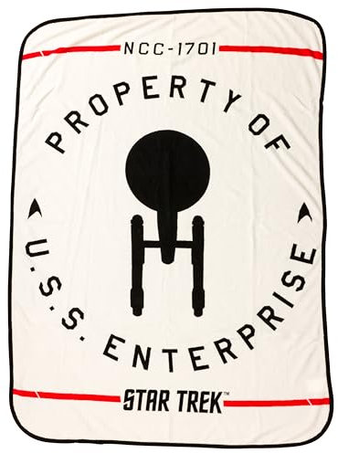 Silver Buffalo Star Trek, NCC-1701 Property of The USS Enterprise Fleece-Überwurf, 114 x 152 cm, weiche und gemütliche Decke, 180 g/m²