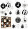 Aitsite 38 Pcs Christmas Baubles, Black and White Shatterproof Xmas Baubles Christmas Tree Decorations Large Balls Ornaments Hanging Decorations for Xmas Holiday Party Home