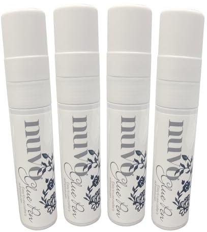 NUVO Large Flat Tip Glue Pen - Water-Based - Precision Crafting Adhesive (Pack of 4)