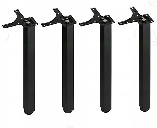MonJar 4er Set Tischbeine 50x50mm quadratisch Schreibtischfüße Tischfüße Stabil, Höhenverstellbar Höhe 710 mm + 30 mm inkl. Befestigungsmaterial (Schwarz)