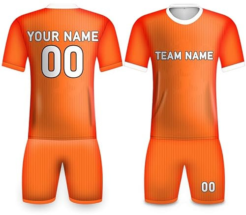 Niederländischer Fußball-Löwen-Set für Herren/Damen/Kinder, Holland-Retro-Trainingsanzug, individuelle Fußball-Shirts, Shorts mit Team-Namennummer, komplettes Set, Orange, Damen, 3XL