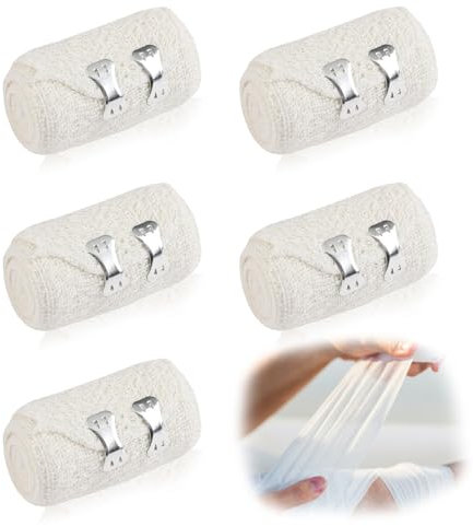 Geaanen 5 Pcs Elastische Bandage Elastische Binde Elastischer Verband Elastische Binden Elastic Bandage Kurzzugbinden Kompressionsbinden für Beine Elastische Binden Verband Dauerelastische Binde
