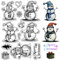 craspire Transparente Stempel „Frohe Weihnachten“ Schneemann Schneeflocke Urlaubsgrußworte Gummisiegelstempel Wiederverwendbar Vintage Transparentes Silikon Für Den Winter DIY Scrapbooking Journaling