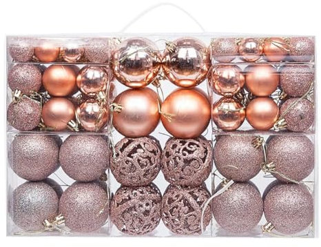 ZUYCML 100 Stück Weihnachtsdeko-Kugeln, Weihnachtskugeln für den Baum, Partyzubehör, Weihnachtsschmuck, Kugeln, Roségold