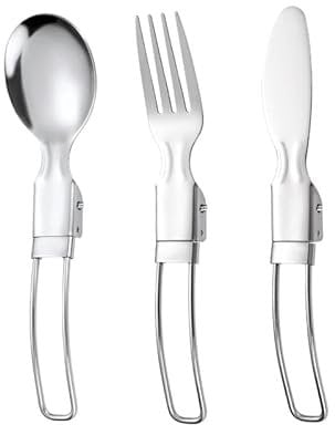 Foldable Stainless Steel Cutlery Set - Travel Camping Spoon, Fork & Knife Tableware - Portable & Compact for Outdoor Use