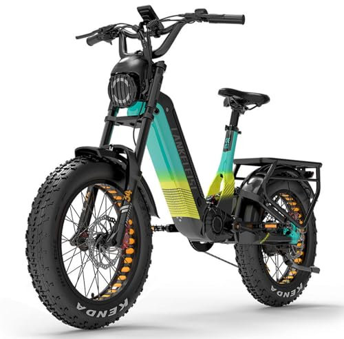 LANKELEISI RX800 Plus E Bike 20 Zoll Elektrofahrräder für Herren und Damen, Vollfederung E-Fahrrad mit 48V 20Ah Wechselakku, 7 Gang Fatbike, Reichweite bis zu 150 Km