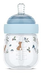 Mepal - Babyflasche Mio Little Dutch - Transparente Kappe zur Aufbewahrung - Anti-Kolik Babyflaschen - Spiralförmiges Design verhindert Verstopfungen - Medizinisches Silikon - 165 ml - Forest Friends