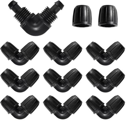 VooGenzek 10 Pezzi 8/12 mm Raccordi per Irrigazione, Adattatore a Gomito per Irrigazione a Goccia, Connettori per Irrigazione, Drip Tubing Connettori Spinati, per Prato, Giardin