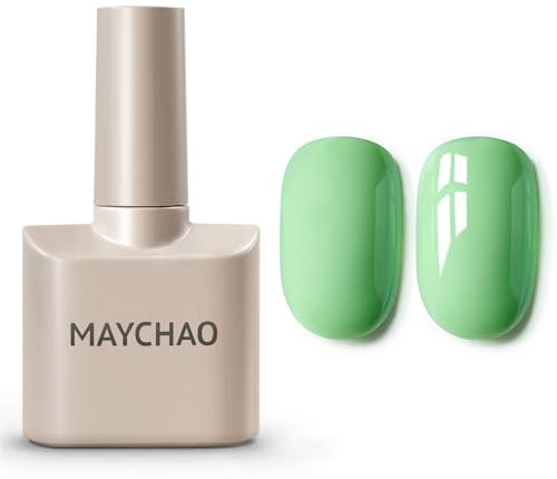 MAYCHAO 15ML Gel Nail Polish, Light Green Gel Polish, Soak Off UV LED Nail Varnish Nail Art Starter Manicure Salon DIY at Home, 0.5 OZ