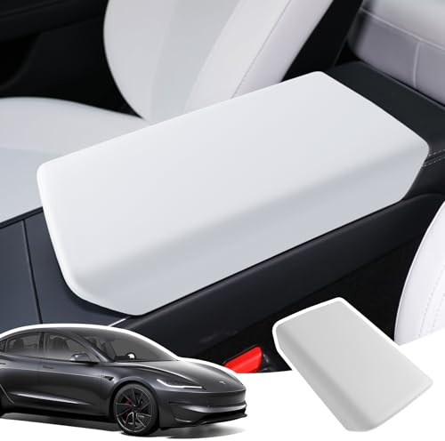 LANGBEAN Housse d'Accoudoir pour Tesla Model 3 Highland 2024-2026 | Couvre Accoudoir Console Centrale, Protection Accoudoir, Matériel TPE, Accessoires pour Rehausser l'Accoudoir, Blanc