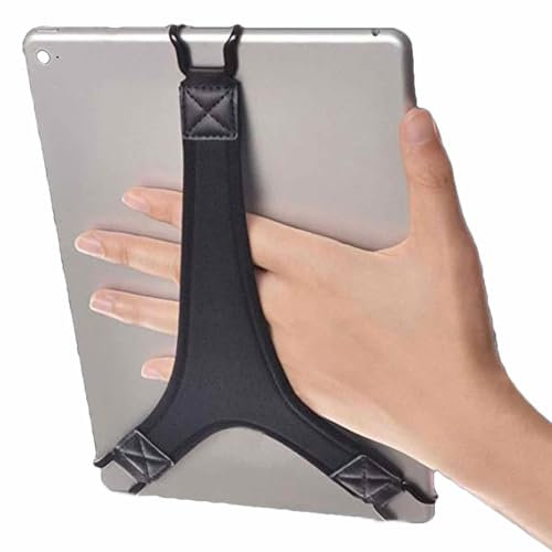 Soporte de mano para tablet, correa de mano para tablet, anticaídas, correa de mano con banda elástica, adecuada para mango de 9-10 pulgadas