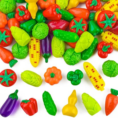 Kaiyuan Dynasty 60pcs Mini Resin Vegetables Figurines Tiny Artificial Vegetables Cute Miniature Food Figurines for DIY Art Crafts Cake Topper Miniature Landscapes Garden Home Kitchen Decoration