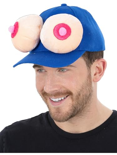Smiffys Boob Schirmmütze, Blau Baseball Cap mit Plüsch Neuheit Brüste Erwachsene Humor Kopfbedeckung für Junggesellenabschiede, Festivals & Fasching Kostüm Zubehör