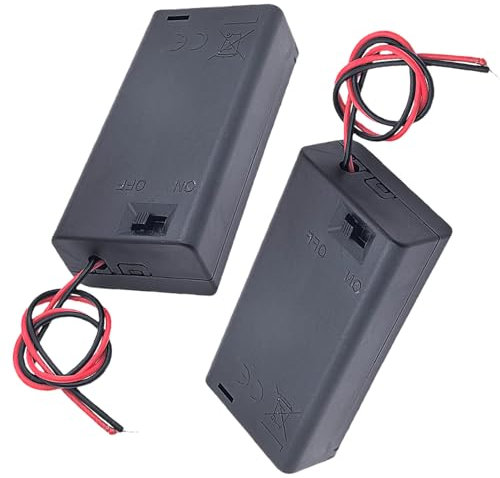 2Pcs 9V Battery Holder Box Case With Cover Switch On/Off Wire Lead