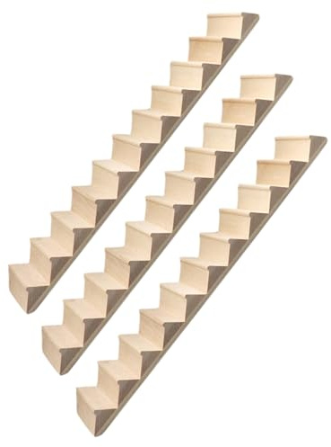 VICASKY Miniatur-Puppenhaus-Treppe aus Holz, vormontiert, unlackiert, armlose Treppe für Puppenhaus-Möbel, Dekoration, simuliertes Modell für Spielhaus-Zubehör, 3 Stück