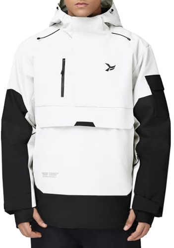 HOTIAN Herren Skijacke Warm Winterjacke Wasserdicht Atmungsaktiv Snowboardjacke Winddicht Funktionsjacke mit Abnehmbarer Kapuze