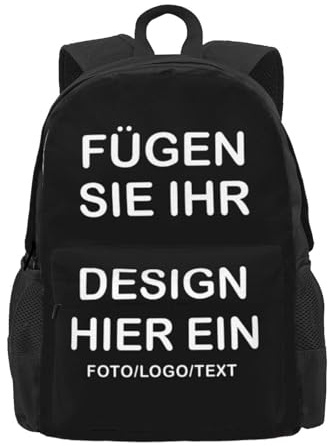 Personalisierter Rucksack für Kinder – Mit Text, Bild, Foto oder Logo – Leichter Schulrucksack für Schule, Reisen & Camping