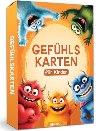 LIKARTO® Gefühlskarten für Kinder ab 3 Jahren, Monstern & Erklärungen | Fördert emotionale Intelligenz - Pädagogisch wertvolles Geschenk ab 3 Jahren für Mädchen & Jungen, für Zuhause und Kita