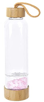 PAHION Natürliche Kristallwasserflasche Elixier-Quarz-Kristallwasser-Flasche Reisen Edelstein Glas Wasserflaschen Heilkristall Quarz Zur Herstellung Von Kristall Infundiertes Gem Wasser