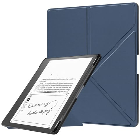 Yanmis Custodia per Kindle Scribe 2022 2024, Custodia Pieghevole Sottile in PU da 10,2 Pollici con Auto Sleep Wake e Slot per Penna (blu scuro)