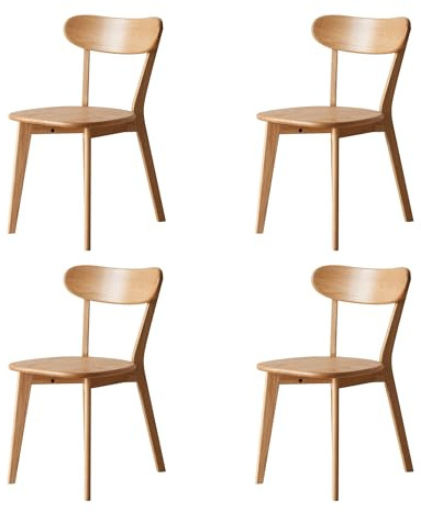 YESWOOD Esszimmerstühle 4er Set Roteiche Massivholz, Holzstühle mit Rückenlehne, Skandinavischer Stühle für Esszimmer, Küche, Wohnzimmer, Natur