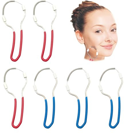 BSITSSS 6 PCS Facial Hair Remover Spring, Blue and Pink Face Epilator Threading Tool, Spring Facial Fluff Epilators for Upper Lip Chin Cheeks Neck Women Ladies Girls