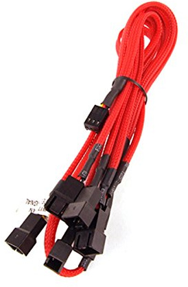 Phobya Y-Kabel 3Pin Molex auf 6X 3Pin Molex 60cm - UV Rot Kabel Lüfterkabel und Adapter