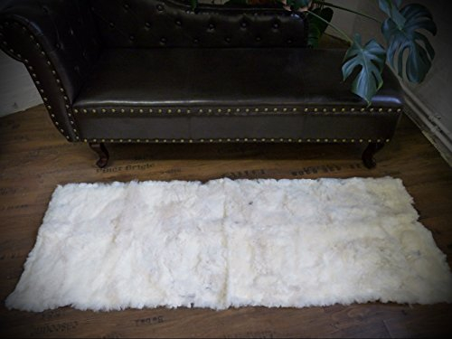 Designer Patchwork Fell LÄUFER Teppich IN Weiss 160x60cm PL-114