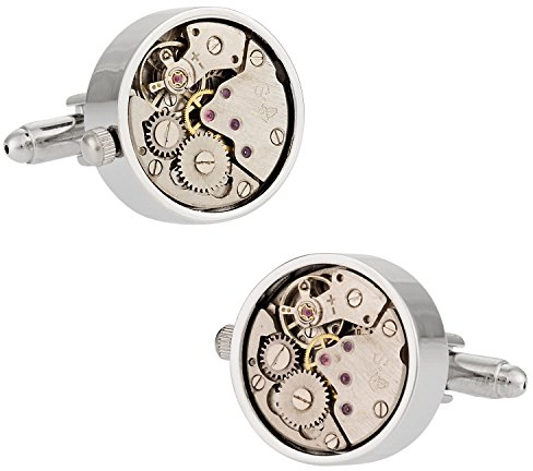 Working Silver Watch Movement Steampunk Cufflinks