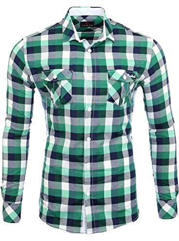 Reslad Herren-Hemd Slim Fit Freizeithemd Karo-Hemd Orlando RS-7060