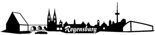 Skyline4u Aufkleber Regensburg mit Sehenswürdigkeiten 15 x 3,1cm schwarz
