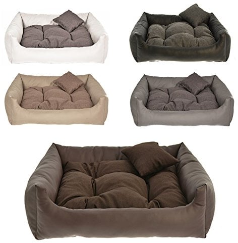 Hundebett Kunst Leder Hundekissen Hundesofa Katzenbett Hundekorb M L XL XXL XXXL (XXL (110x90 cm), Dunkelbraun)