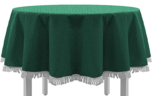 EXKLUSIV HEIMTEXTIL Gartentischdecke mit Fransen Tischdecke Classic Outdoor PVC Weichschaum rutschhemmend für Garten, Balkon, Terrasse 110x140 cm eckig grün